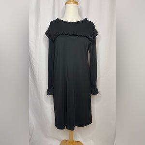 Anthropology Philosophy Long sleeve Black ruffled dress (S)